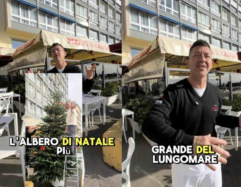 Napoli, rubato l’albero di Natale dalla pizzeria di Enrico Porzio sul Lungomare