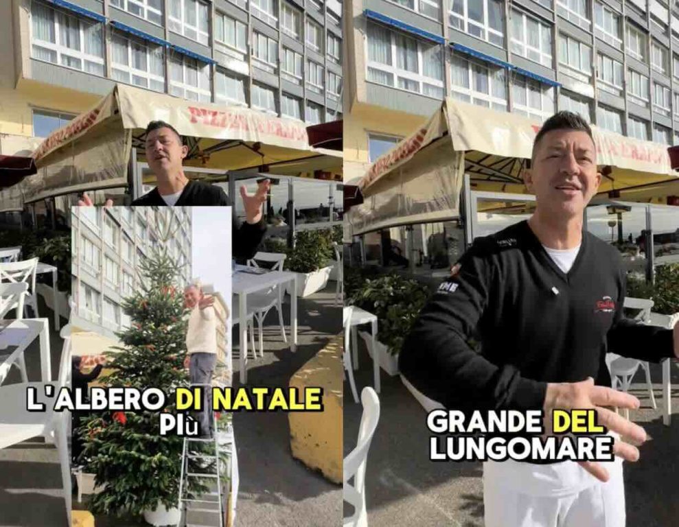 Napoli, rubato l’albero di Natale dalla pizzeria di Enrico Porzio sul Lungomare