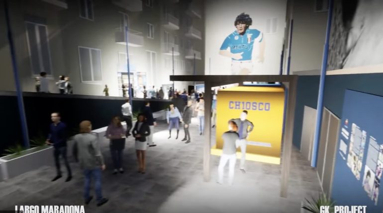 Largo Maradona si rifà il look: video del progetto GK10 per una piazza-museo dedicata al Pibe