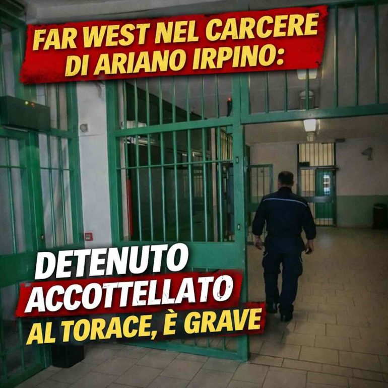 Ariano Irpino, detenuto accoltellato al torace: è grave