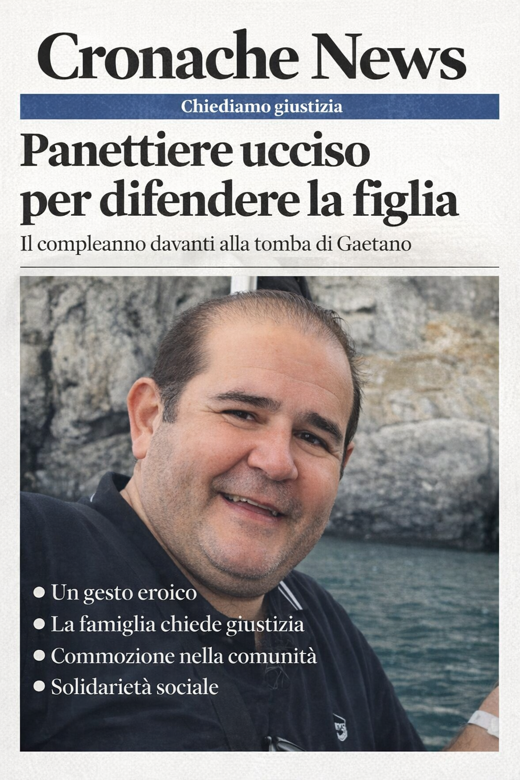 Panettiere ucciso per difendere la figlia, il compleanno davanti alla tomba: Chiediamo giustizia per Gaetano