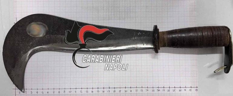 L'ascia sequestrata all'anziano