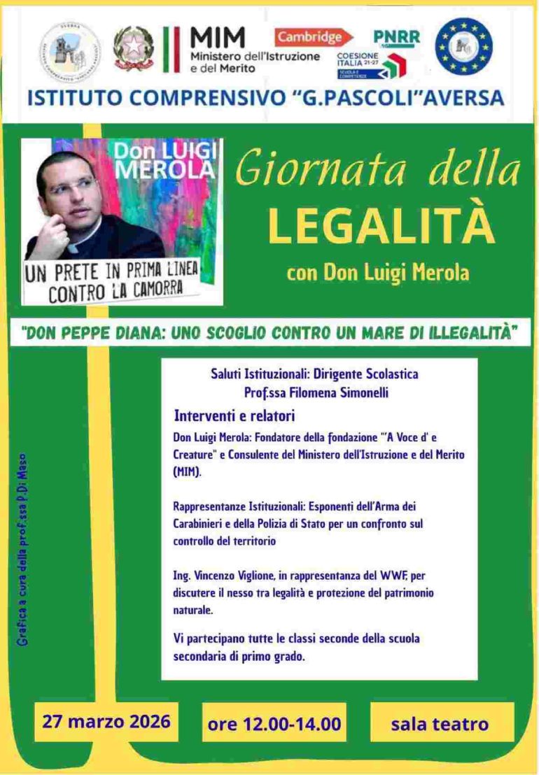 All’I.C. Pascoli di Aversa la Giornata della Legalità: studenti a confronto sulla figura di Don Peppe Diana