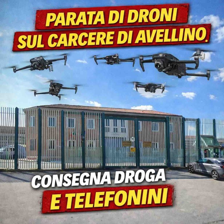 Droni in vola sul carcere di Avellino