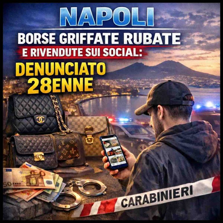 Napoli, borse griffate rubate e rivendute sui social: denunciato 28enne. E’ il fidanzato della derubata