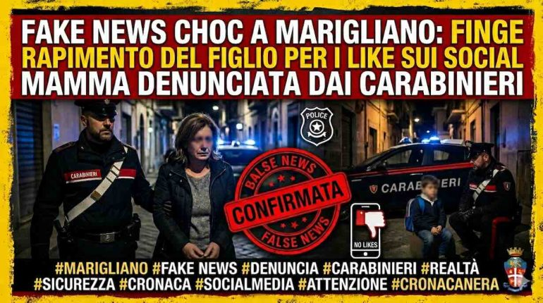 Marigliano, inventa il rapimento del figlio per i «like» sui social: denunciata una madre