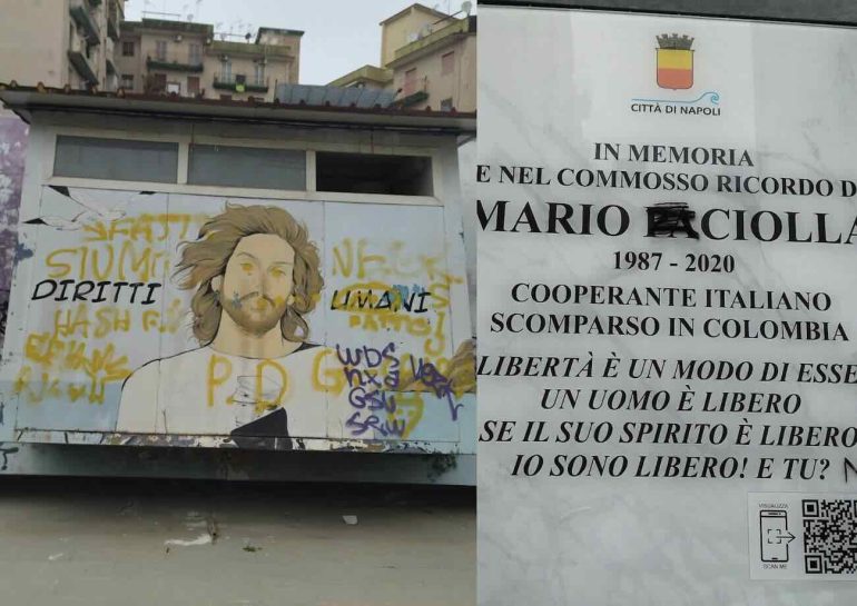 Napoli, sfregio alla memoria di Mario Paciolla: imbrattati murale e targa al Parco di via dell’Erba