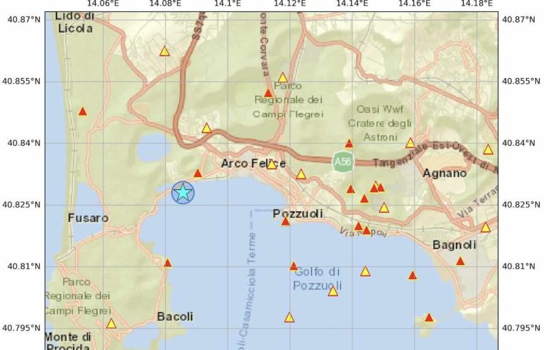 Scossa di terremoto all’alba nei Campi Flegrei