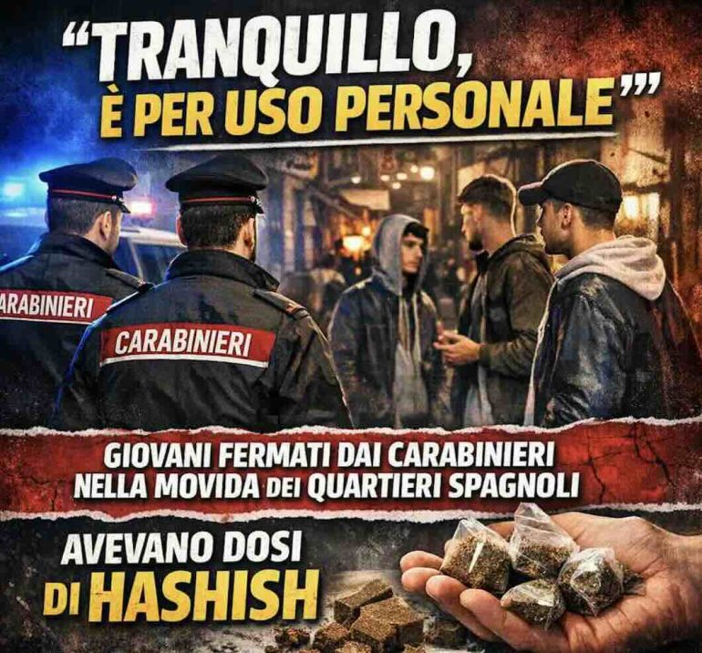 «Tranquillo, è per uso personale»: giovanissimi con droga fermati dai carabinieri nella movida di Napoli