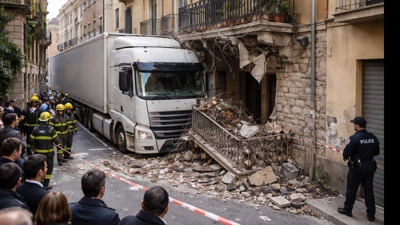 Tir devasta balcone in centro: paura e caos a Napoli dopo l'impatto