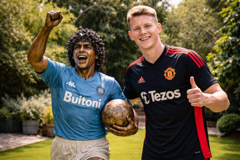 McTominay celebra Maradona: la statua dell’icona napoletana nel suo giardino
