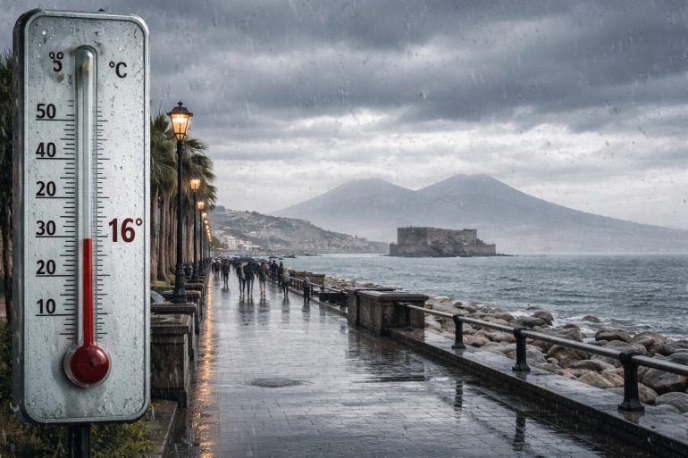 Meteo Campania: coperto con piogge deboli in provincia, temperature 10°-19°