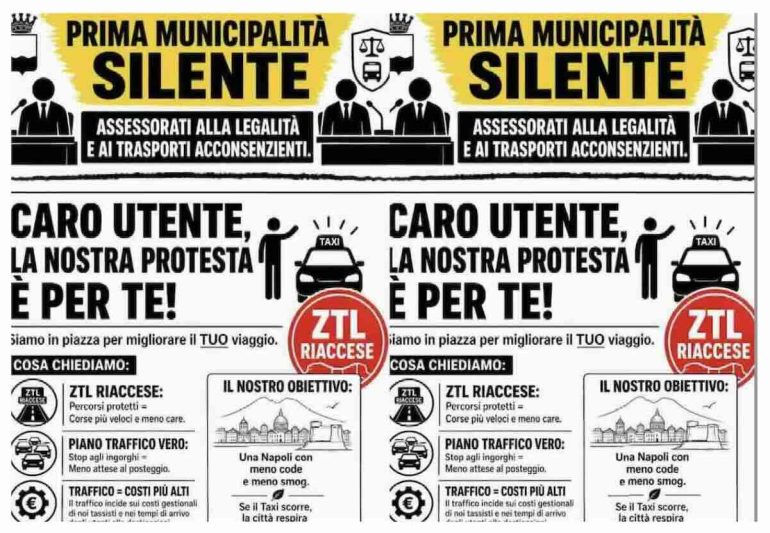 Napoli, «Caro utente, la protesta è per te»: tassisti e consumatori uniti domani a Piazza dei Martiri