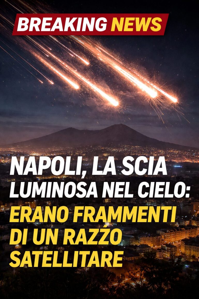 Copertina: Napoli, la scia luminosa nel cielo: erano frammenti di un razzo satellitare