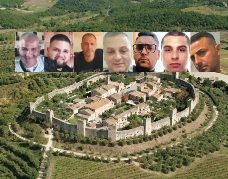 Il borgo di Monteriggioni e gli uomini del clan Moccia arrestati
