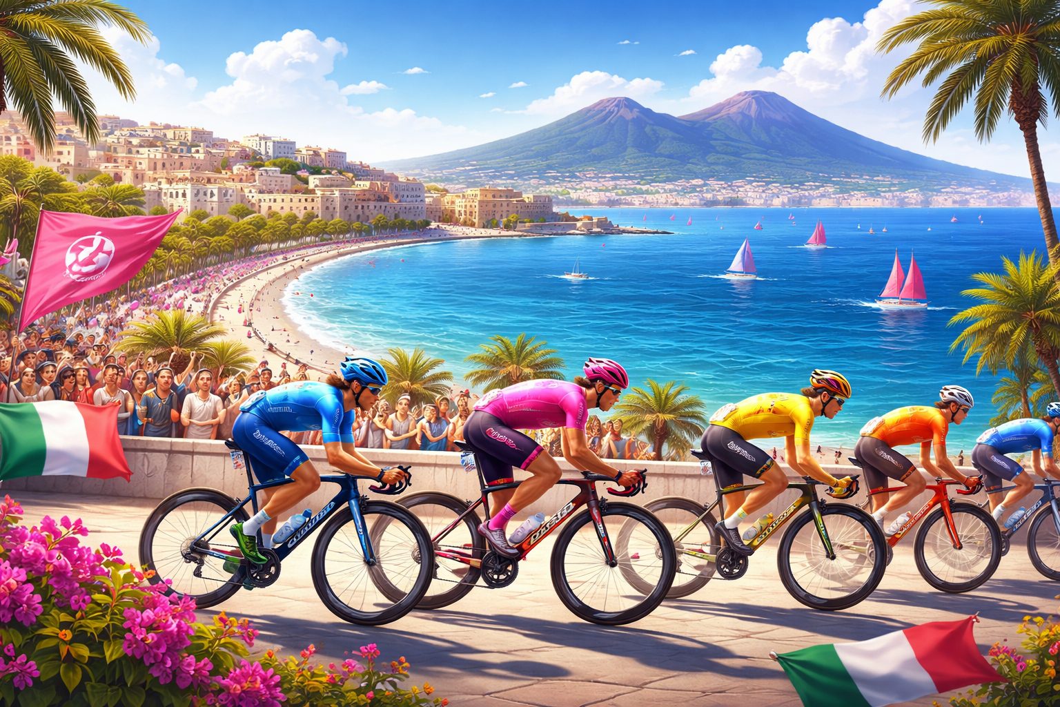Napoli in delirio per il Giro d’Italia: la rosa esalta la Campania
