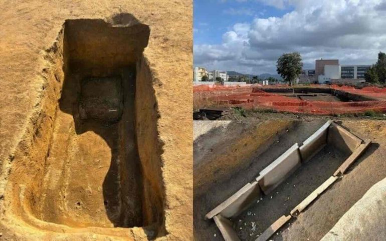 Marcianise, riaffiorano tombe preromane nel cantiere dell’ospedale di comunità