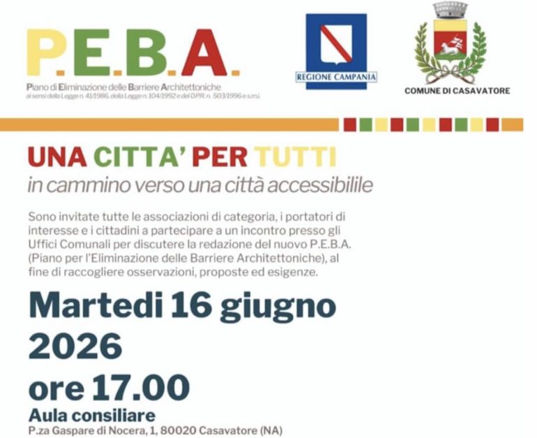 Casavatore avvia il nuovo Piano per eliminare le barriere architettoniche