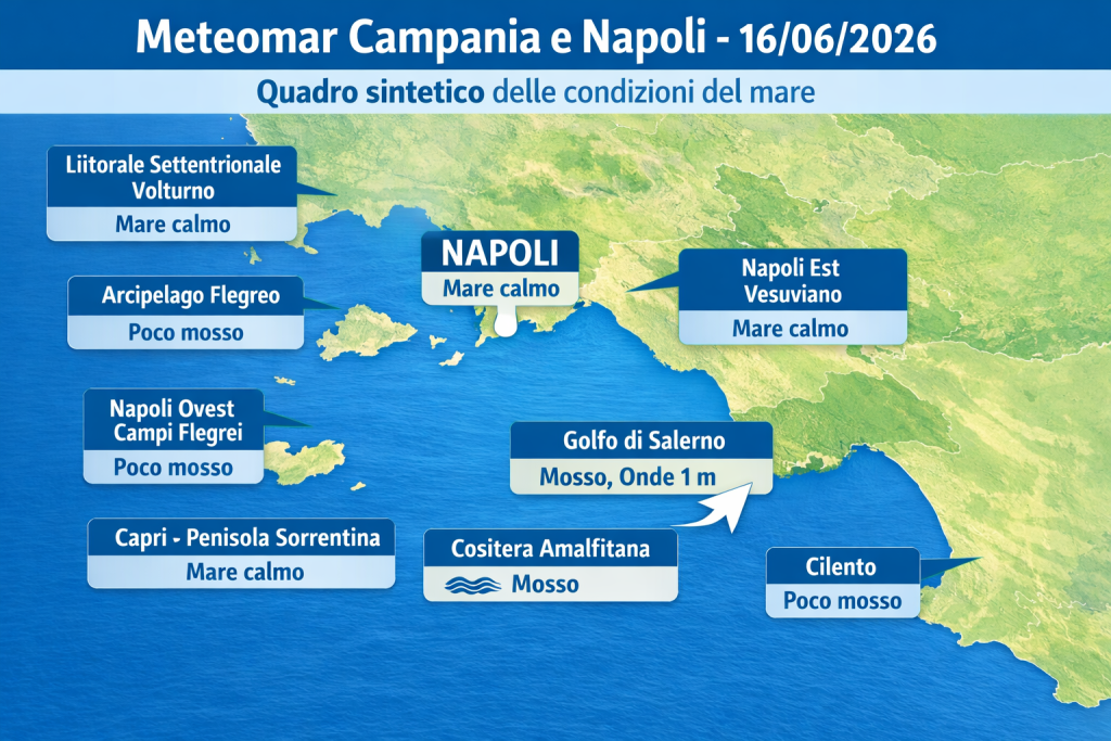 Mappa previsioni mare Campania e Napoli