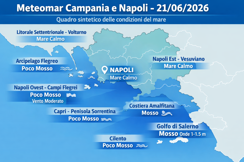 Mappa previsioni mare Campania e Napoli
