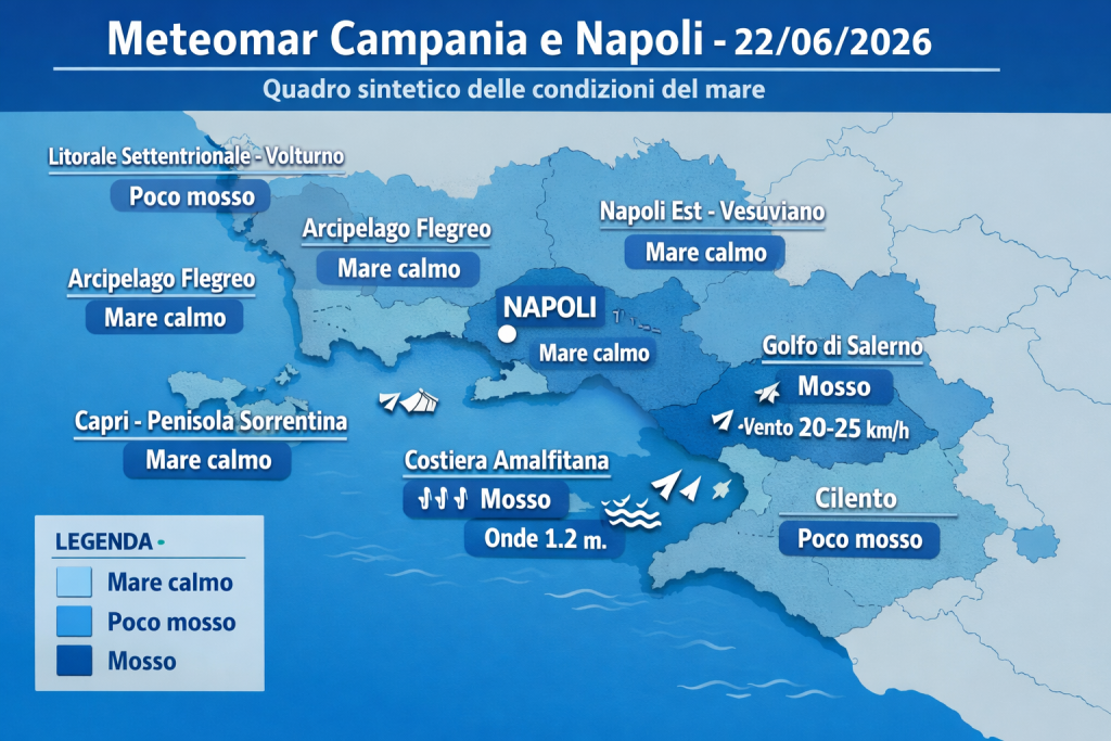 Mappa previsioni mare Campania e Napoli