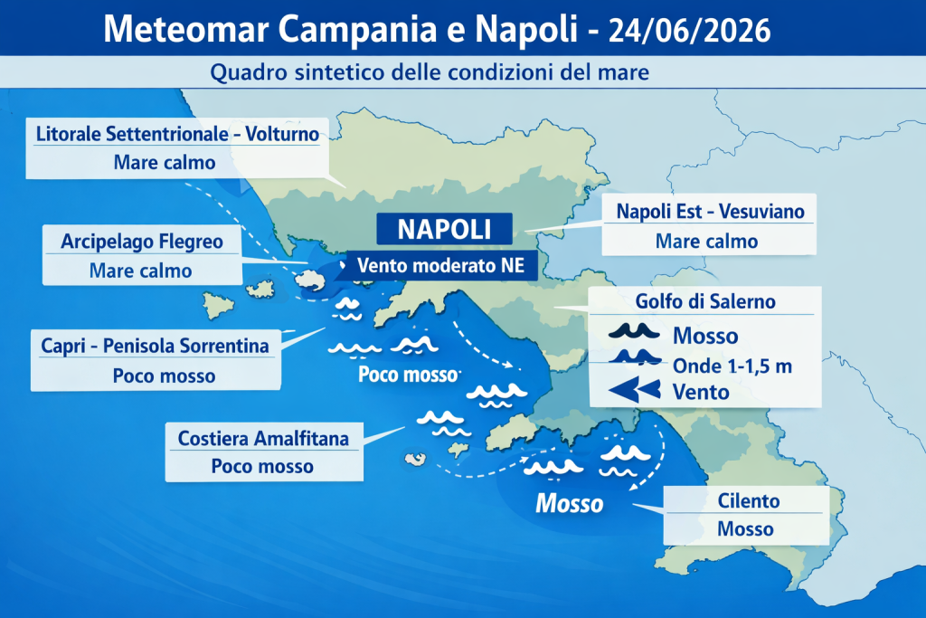Mappa previsioni mare Campania e Napoli