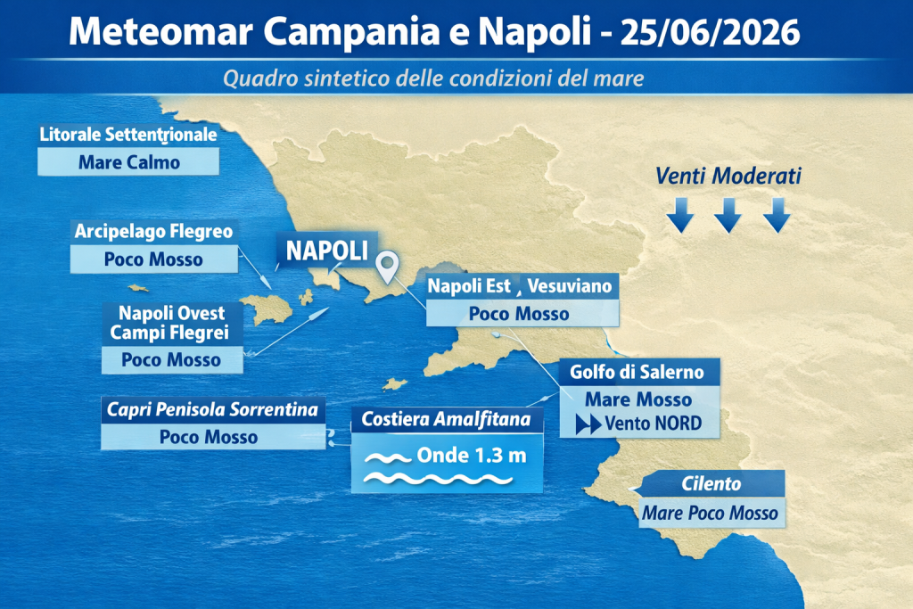 Mappa previsioni mare Campania e Napoli