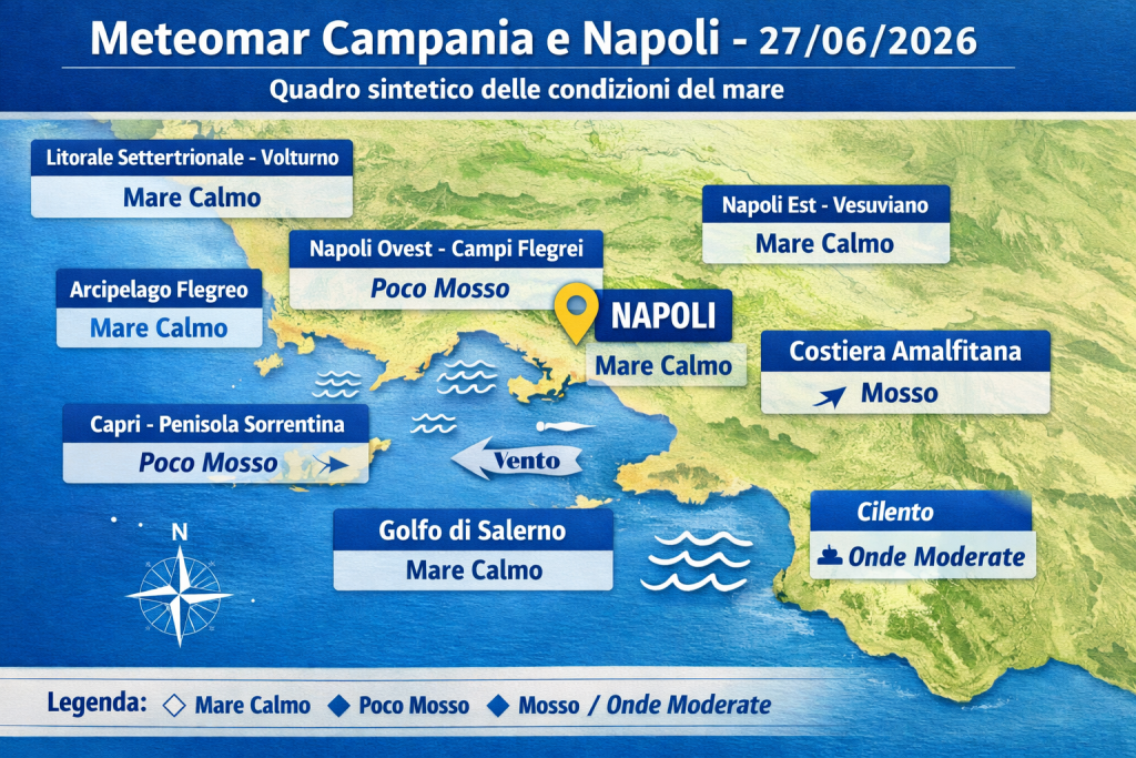 Mappa previsioni mare Campania e Napoli