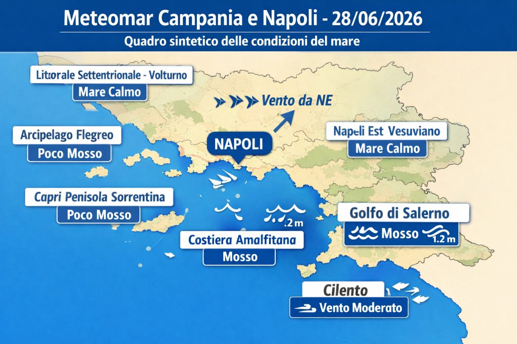 Mappa previsioni mare Campania e Napoli