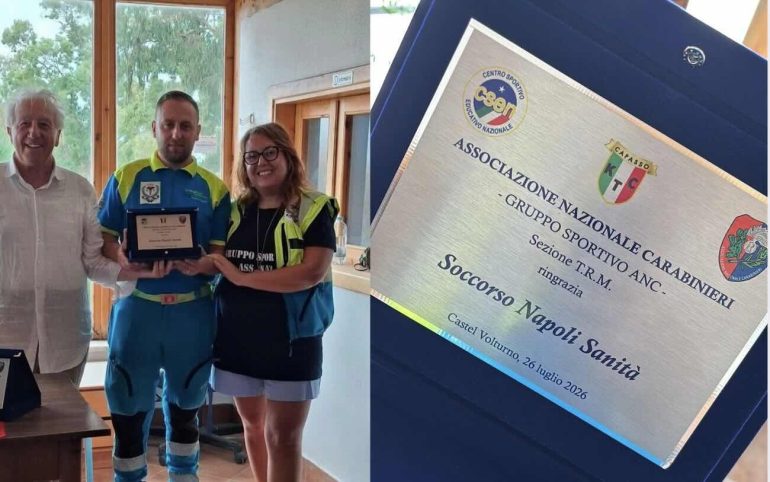 Castel Volturno, targa di riconoscimento al Soccorso Napoli-Sanità ODV