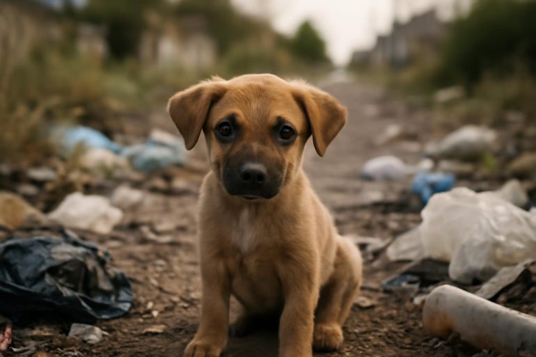Giugliano, il cucciolo abbandonato tra i rifiuti e il richiamo alla responsabilità civica
