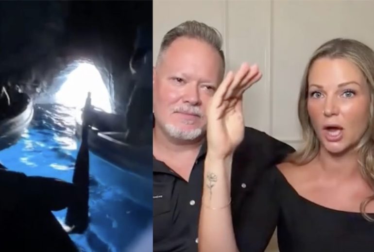 Grotta Azzurra, barca s’inabissa durante il tour: il video virale sulle tv americane