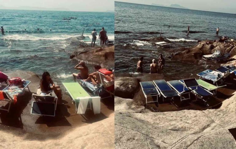 Lido abusivo sullo scoglione di Marechiaro: lettini a noleggio e bar improvvisato, scatta la denuncia