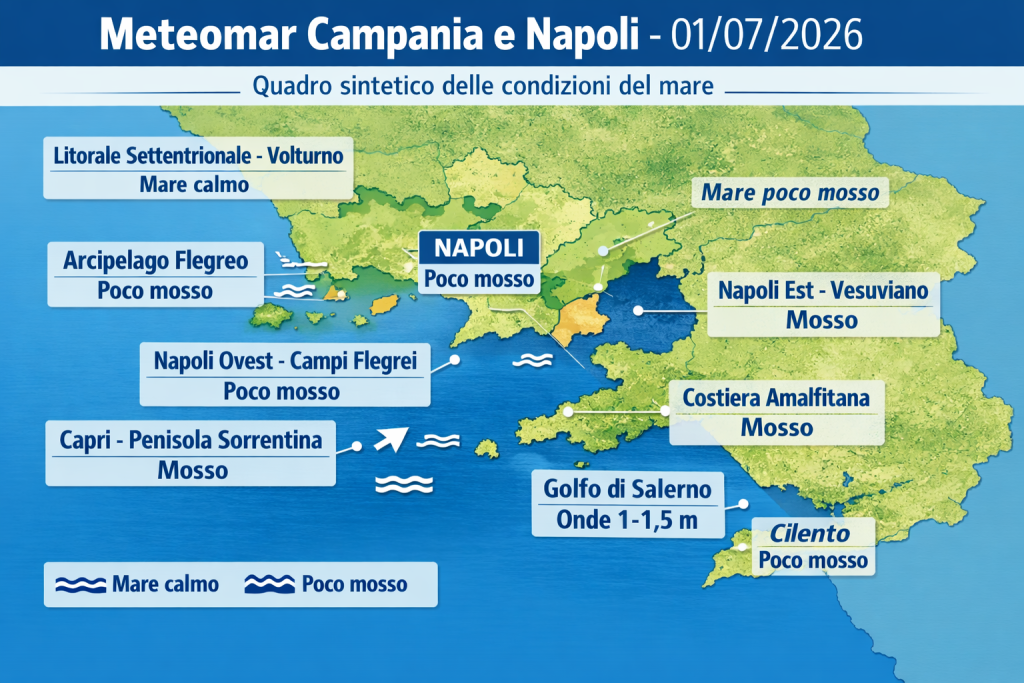 Mappa previsioni mare Campania e Napoli