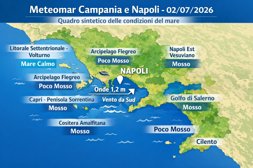Mappa previsioni mare Campania e Napoli