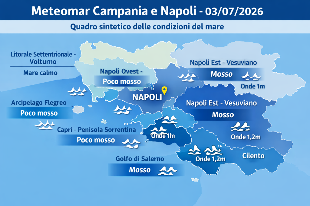 Mappa previsioni mare Campania e Napoli