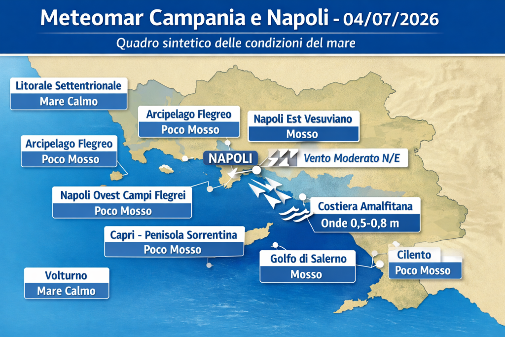 Mappa previsioni mare Campania e Napoli