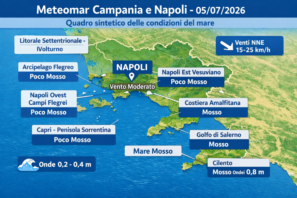 Mappa previsioni mare Campania e Napoli
