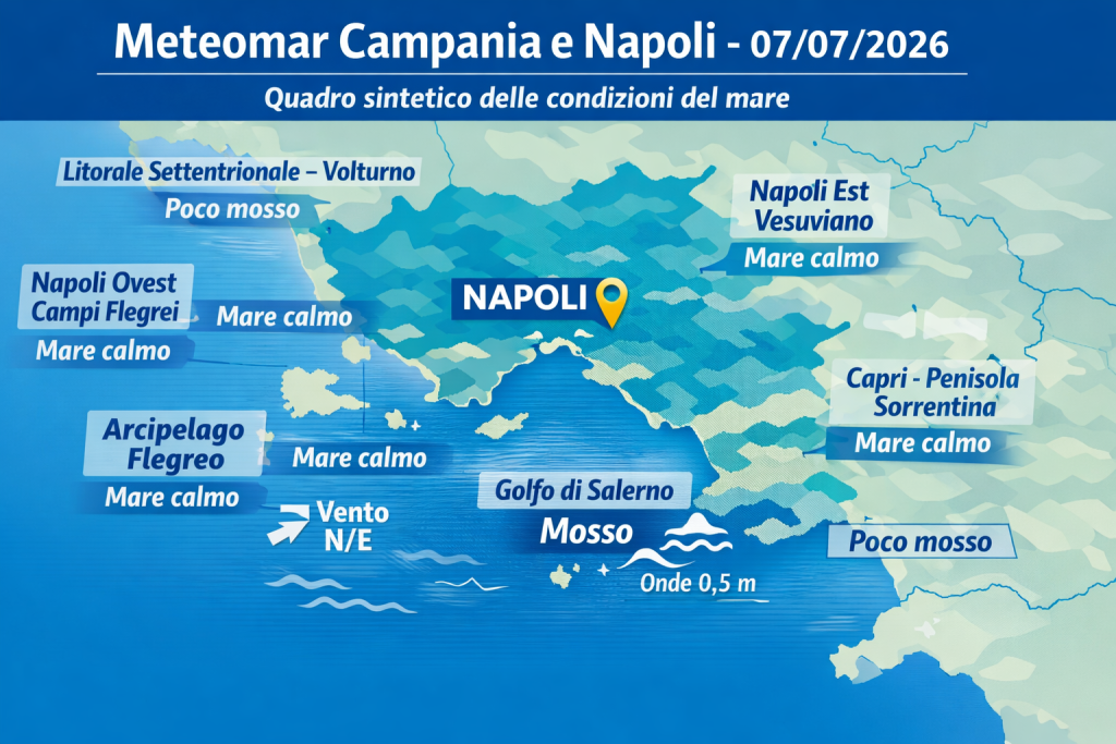 Mappa previsioni mare Campania e Napoli