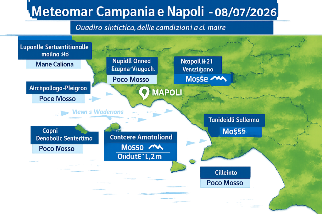 Mappa previsioni mare Campania e Napoli