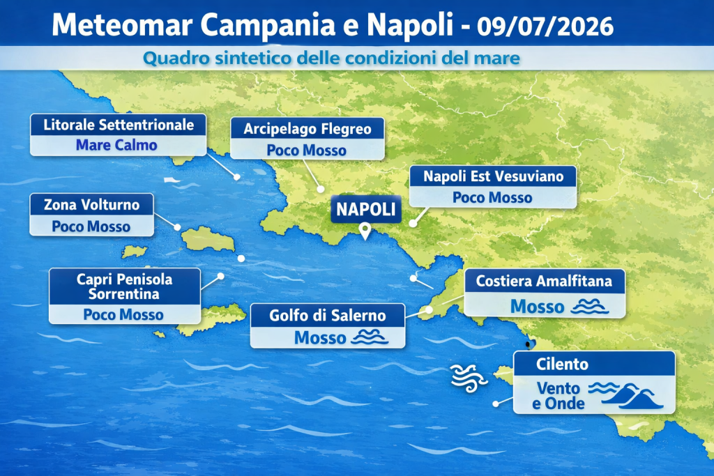 Mappa previsioni mare Campania e Napoli