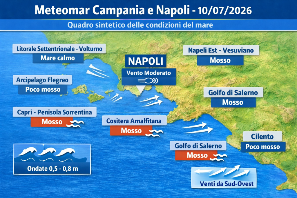 Mappa previsioni mare Campania e Napoli
