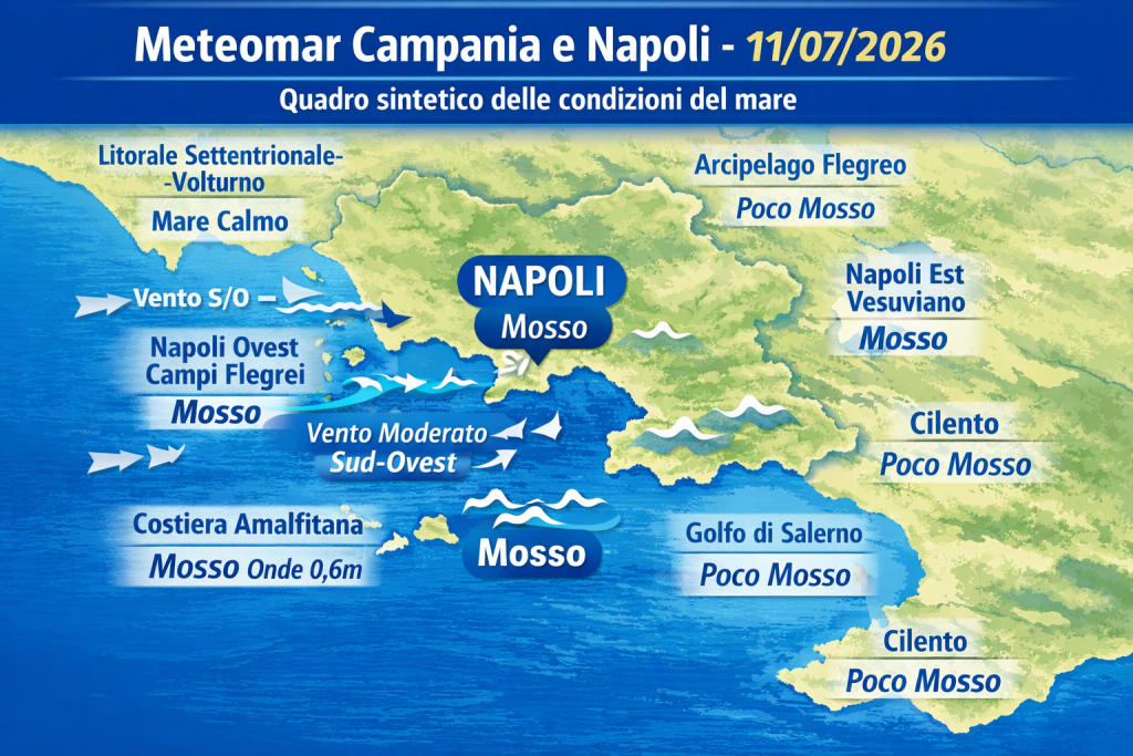 Mappa previsioni mare Campania e Napoli