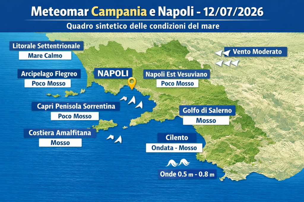 Mappa previsioni mare Campania e Napoli