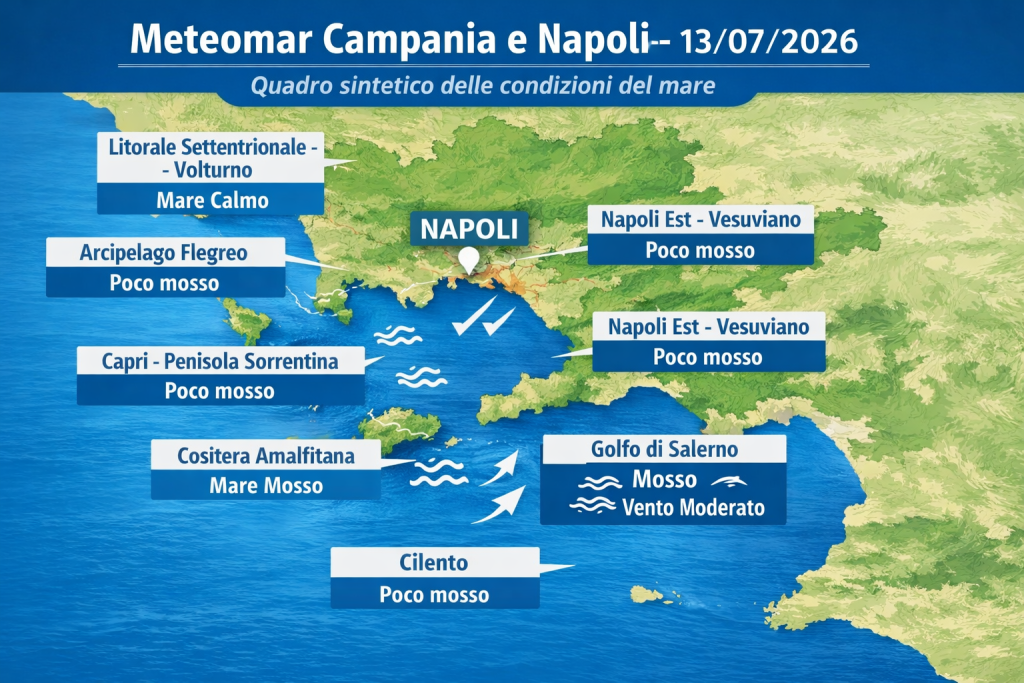 Mappa previsioni mare Campania e Napoli