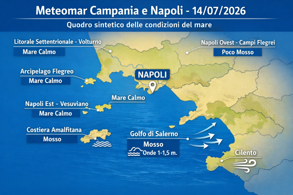 Mappa previsioni mare Campania e Napoli