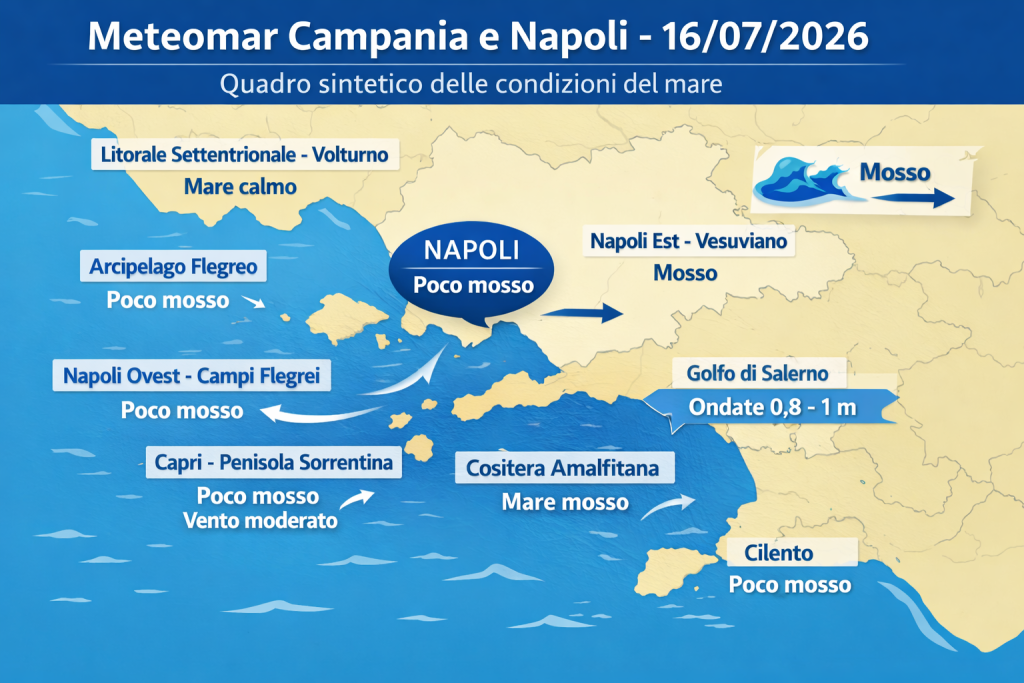 Mappa previsioni mare Campania e Napoli