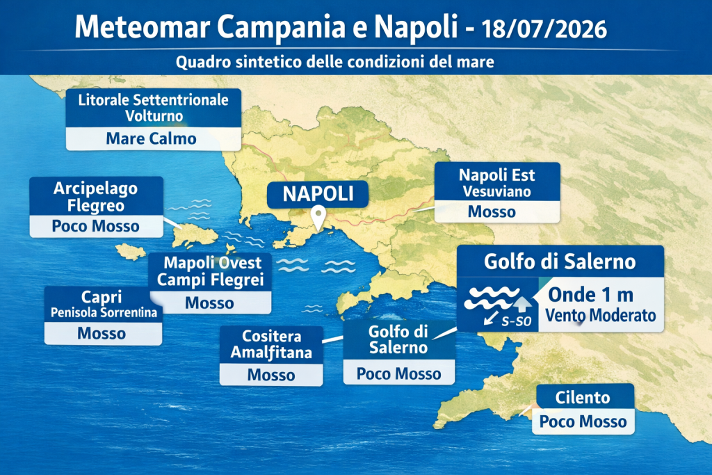 Mappa previsioni mare Campania e Napoli