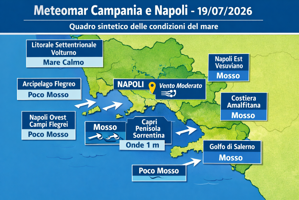 Mappa previsioni mare Campania e Napoli