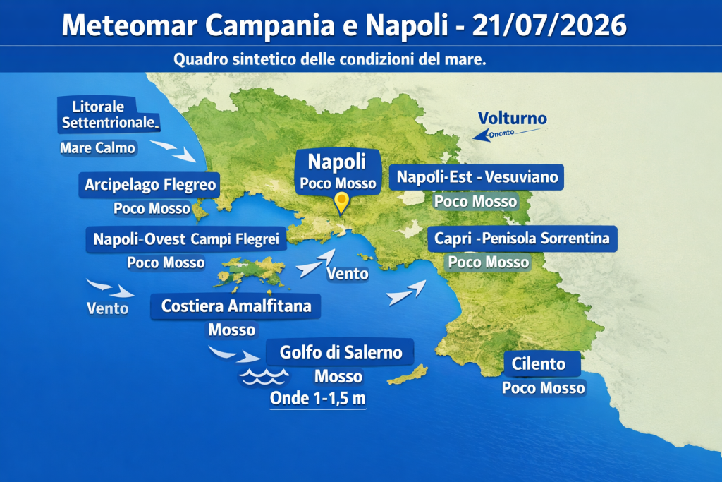 Mappa previsioni mare Campania e Napoli
